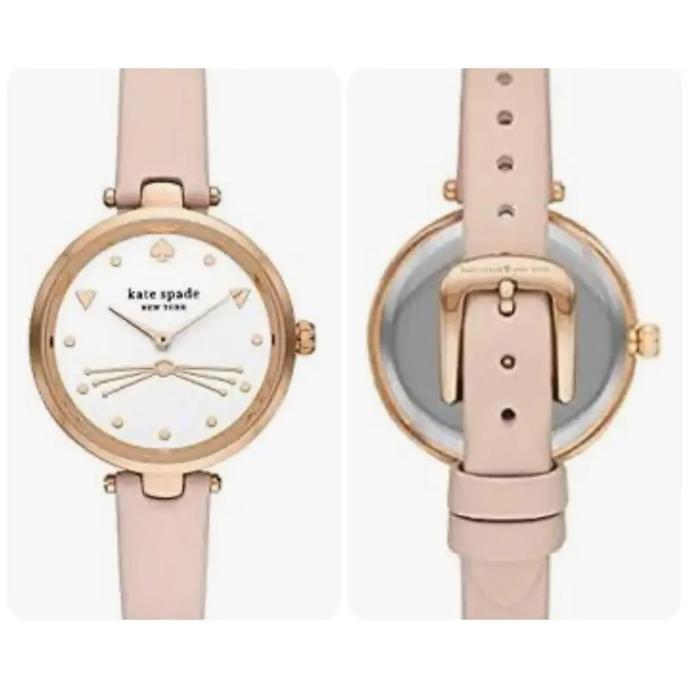 KATE‎ SPADE HOLLAND WOMEN'S ROSE GOLD PINK LEATHER CAT KSW9049